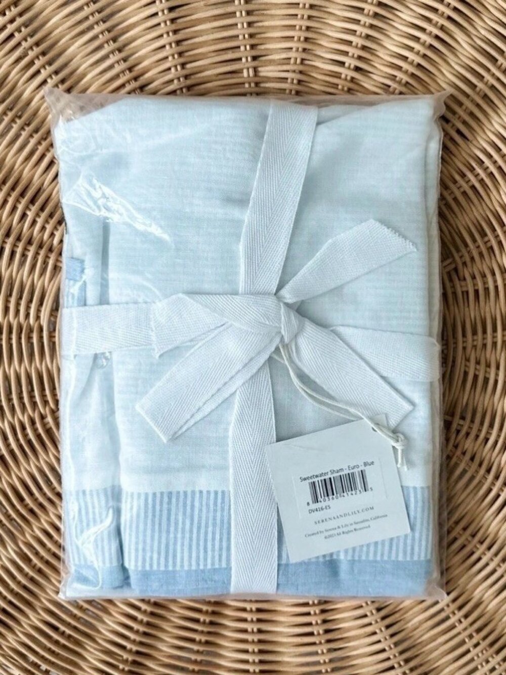 NEW Serena & Lily Sweetwater Euro Pillow Sham-Blue
